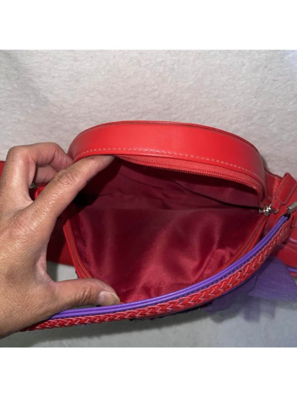 Red Hat Society 4 pc set tote shoulder bag toiletry hand Blk w/Red/Purple hats - Picture 13 of 16